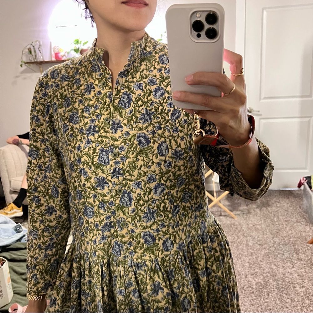 VINTAGE J. Jill Corduroy Floral Button Front Dress - Picture 14 of 14